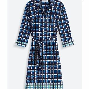 Donna Morgan Navy and Light Blue Geometric Dress